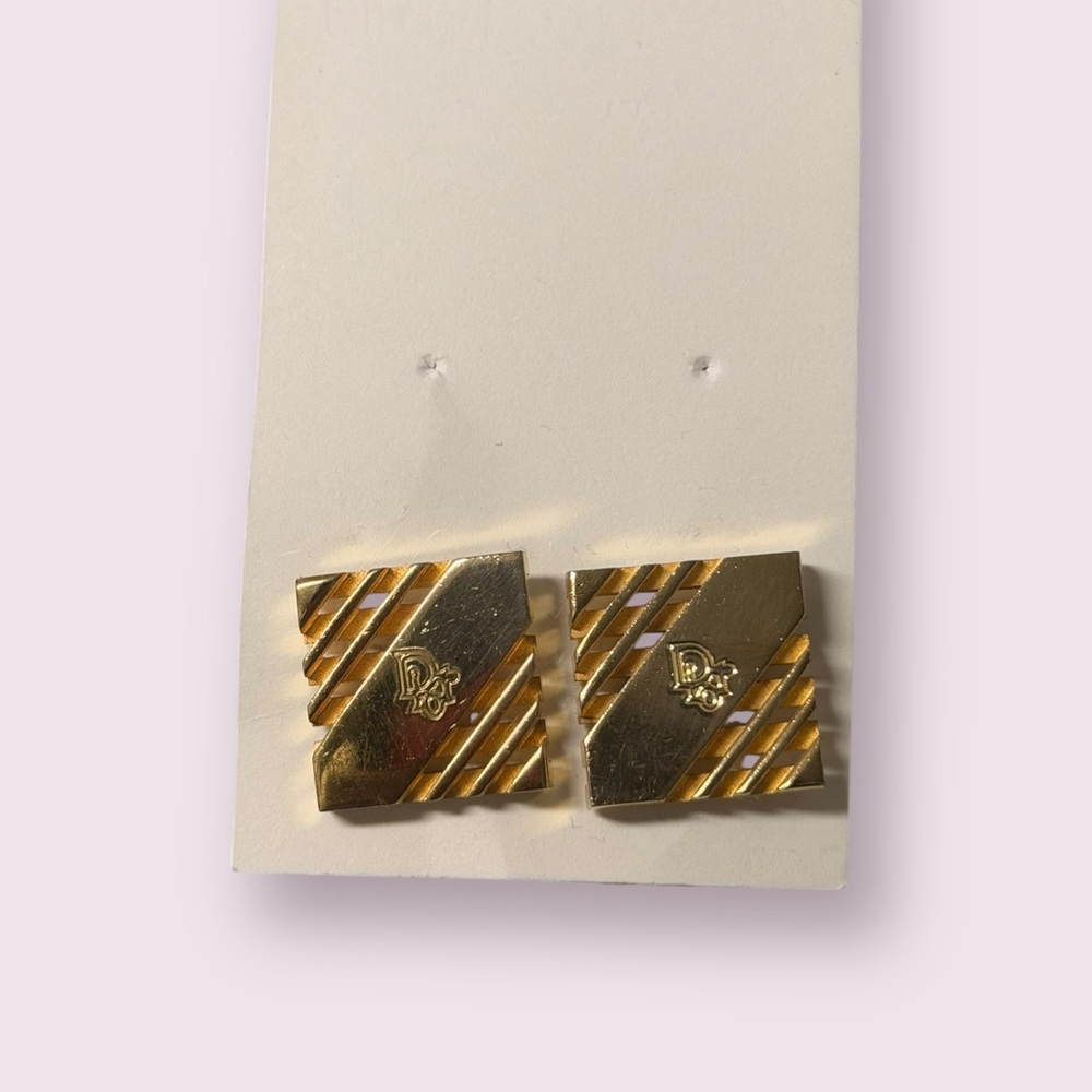 Dior Swivel-Type Logoed Square Cufflinks in Gold [EX] Limited From JAPAN